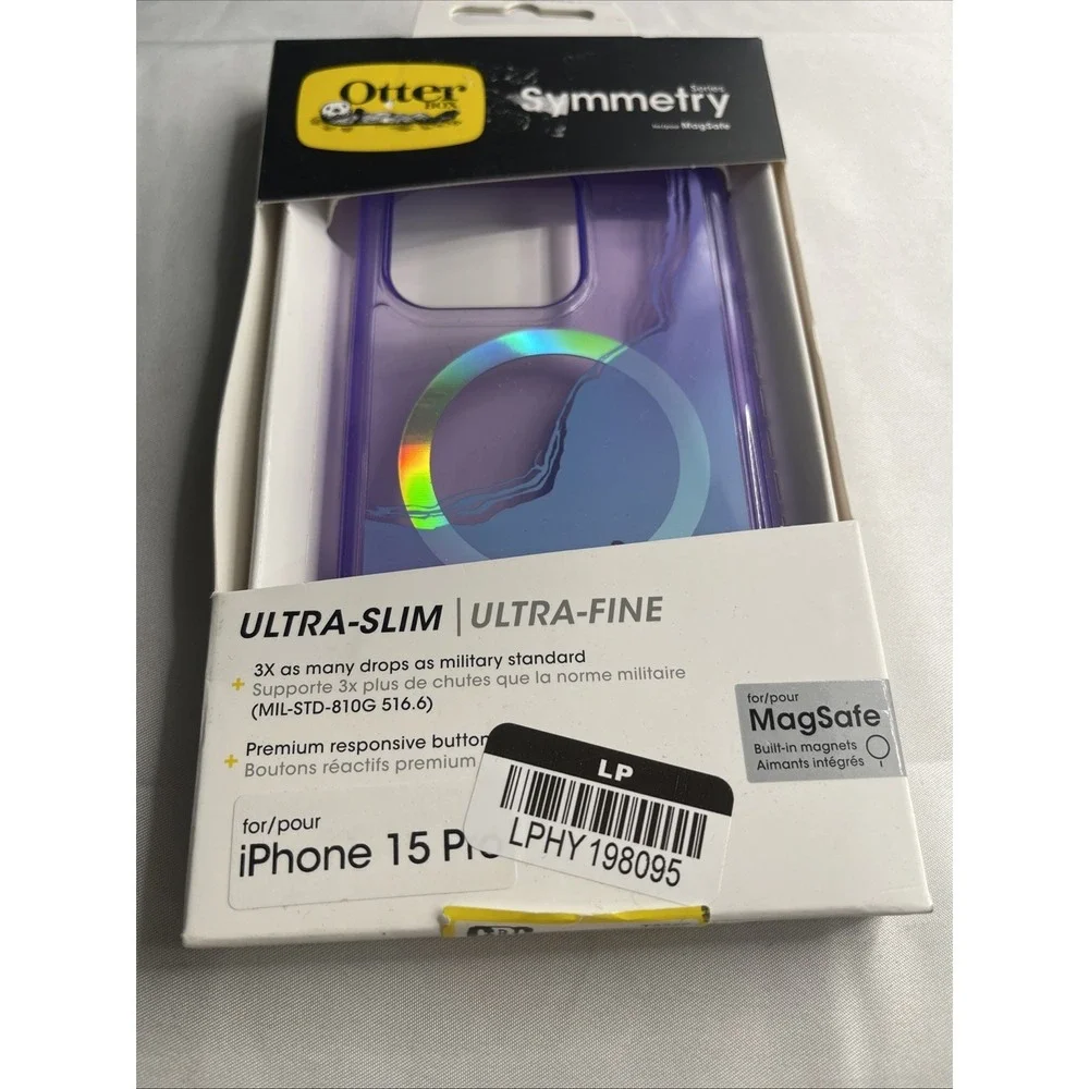 otter box symmetry MagSafe iphone 15 pro ultra slim/ultra fine phone case purple